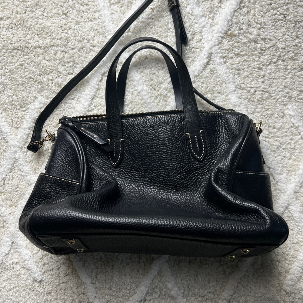 Dooney and Bourke Olivia Leather Satchel Black and Red Shoulder Bag - Picture 2 of 7